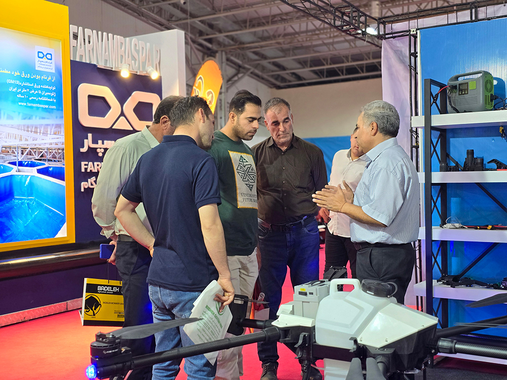 Iranian drone manufacturing company at the exhibition of agricultural drones